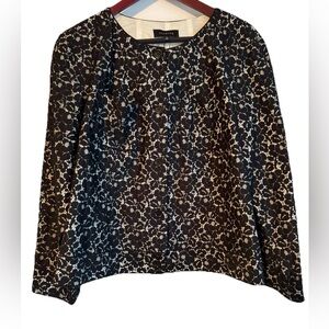 NWT Talbots Womens Black Floral Lace Collarless Jackie Fit Blazer Jacket- Sz 16